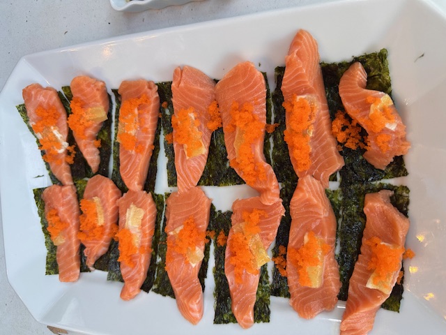 Salmon sushi.
