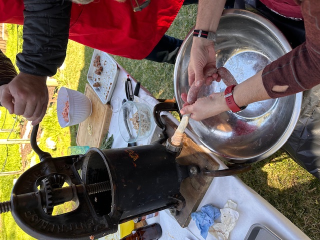 Making the sausage.