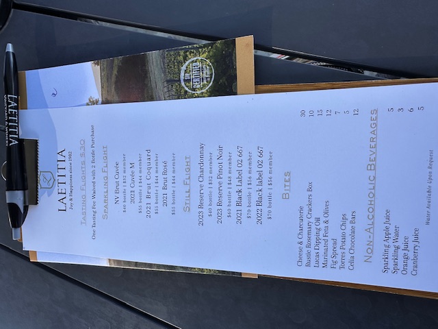 Laetitia wine list