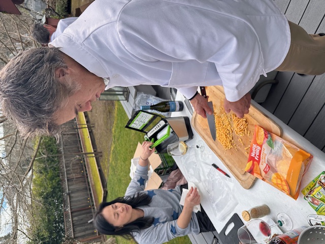 Shawn adding his chopped mango